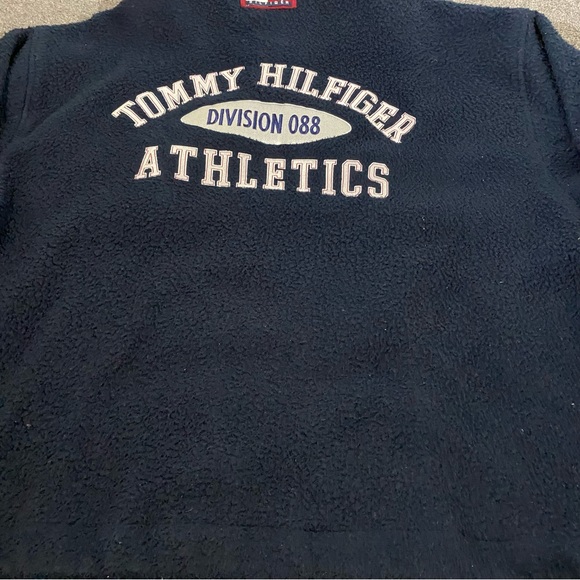 Vintage 90s Tommy Hilfiger Sherpa Fleece Quarter Zip Jacket Embroidered Sz Med - Picture 8 of 11